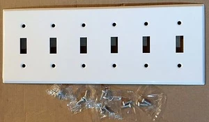NEU 6-Gang Kippschalter lackiert WEISS Stahl Wandplatte Industrie Schalter Abdeckung - Bild 1 von 1