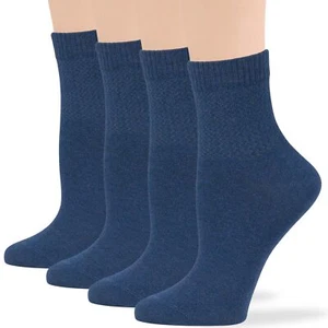 Women Cotton Diabetic Extra Wide Quarter Socks L-M 4 Pack Black Brown Blue Navy - Picture 1 of 60