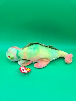 Ty Beanie Baby 9 inch Rainbow The Iguana Chameleon 1997 - Image 1 of 2