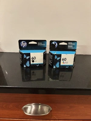 HP 60 BLACK 60 TRI COLOR SET ORIGINAL INK CARTRIDGES NEW SEALED HP BOXES-2016 - Image 1 of 4