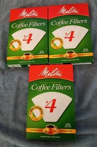 Lot 3 Melitta Coffee Filters No. 4 Cone Paper White - Picture 1 of 2