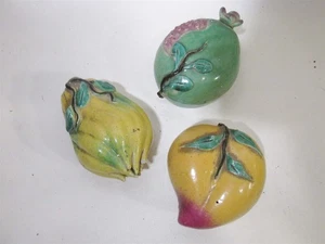 Antique Chinese Ceramic Offering Alter Temple Fruit 3 Asst Pieces - 3.25”-4” - Picture 1 of 12