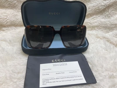 Gucci Women AUTHENTIC Sunglasses Havana Brown Square GG1692S 002 BRAND NEW 1-D - Image 1 of 3