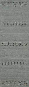 Tribal Indian Runner Rug 3x10 Hand-knotted with Elegant Animal Embellishments - Picture 1 of 13