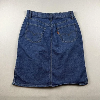 Vintage Levis Denim Skirt Womens 2 Blue Jean Orange Tab Ladys A-Line Straight - Image 1 of 4