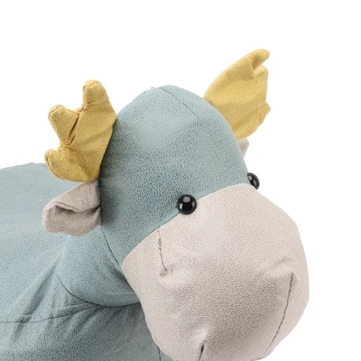 (Blue) Animal Footstool Giraffe Shaped Upholstered Ottoman Small - Image 1 of 4