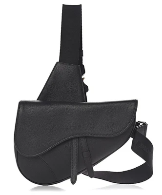 Authentic Dior Kim Jones Grained Calfskin Saddle Bag Black Great Condition - Image 1 of 4