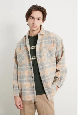 Chaqueta PacSun Gris Lana Cuadros Hombre Talla S Foto 1 de 4