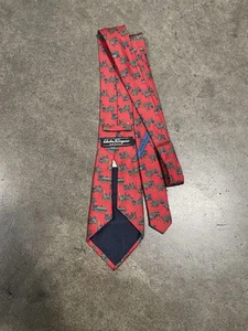 Salvatore Ferragamo Necktie Tie Mens Red Detailed Carriages - Picture 1 of 4