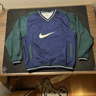 Jaqueta corta-vento vintage Nike Big Swoosh anos 90 etiqueta branca dupla face bloco de cores - Imagem 1 de 4