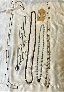 Vintage Jewelry Lot – Amethyst, Sterling, Glass, Garnet, Beaded Necklaces - Picture 1 of 9