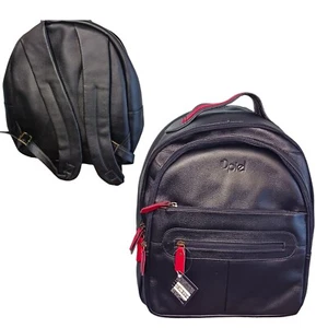 Backpack Travel Bag School Bag 100% Leather Unisex Black Durable NWT Black - Picture 1 of 9