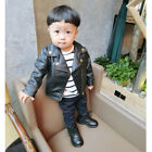 Autumn Winter Girl Boy Kids Baby Outwear Leather Coat Short Jacket Clothes
