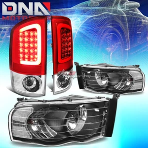 BLACK HEADLIGHT+CLEAR CORNER+RED 3D LED BRAKE TAIL LIGHT FIT 02-05 DODGE RAM - Bild 1 von 11
