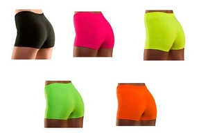 Adult Ladies Funky Festival Neon 80's Hot Pants Womens Fancy Dress - Picture 1 of 15