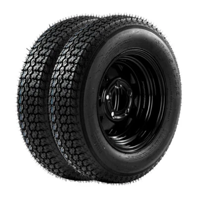 2pcs Trailer Tires On Rims ST175/80D13 175/80 13 LRC 5 Lug Black Spoke Wheel — 第 1/4 张图片