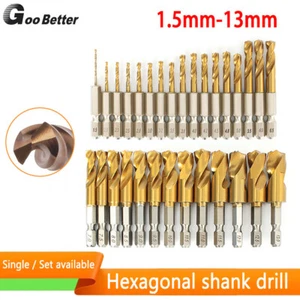 Hexagonal Shank Drill Stainless Steel Drill Bits 1.5-13mm Reduced Shank Drills - Picture 1 of 36