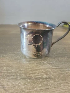 Vintage Silver Plated Baby Cup Bears Balloons Cute - Picture 1 of 6