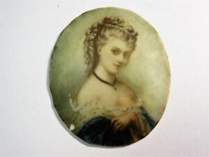 Antique 19thC Handpainted MINIATURE PORTRAIT PAINTING of a Pretty Regency Lady!