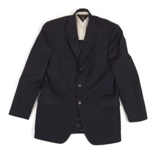 Vintage Tommy Hilfiger Mens Wool Suit Coat Size 40R Black Pin Striped 3 Button - Picture 1 of 21