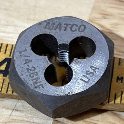 Juego de troqueles hexagonales Matco 1/4-28" NF 1/4" H1MT1428D para 124MATDS EE. UU. ¡LEER! Foto 1 de 4