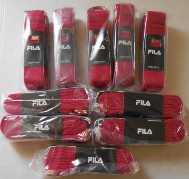FILA Adult Unisex Red Yoga Strap or Pilates Exercise Metal Badge Logo Set of 10  - Image 1 of 4