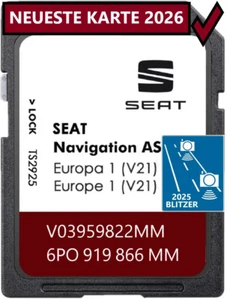 SEAT KARTE SD V21 MIB2 6PO EUROPA 32GB IBIZA LEON TOLEDO ARONA ATECA 2026 - Bild 1 von 7