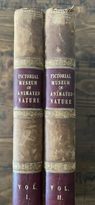 Pictorial Museum Animated Nature Charles Knight 2 Volume Set Leather 19th C - Imagen 1 de 12