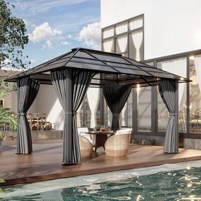 Gunji Pavillon 3x4 m Alu Gartenzelt Gartenpavillon mit Hardtop Dach Pergola - Bild 1 von 4