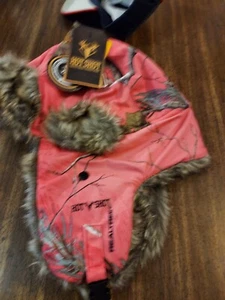 Hot Shot Thinsulate Adult Medium Pink Camo Winter Hat With Ear Flaps, Realtree - Picture 1 of 5
