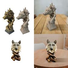 Wolf Head Sculpture Tabletop Ornament Handcarved Crafts Creative Animal Head