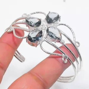 Alexandrite Gemstone 925 Sterling Silver Jewelry Adjustable Cuff Bracelet - Picture 1 of 1