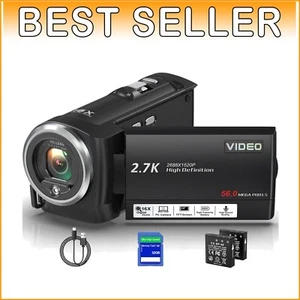 Compact 2.7K Video Camera with LED Light & Two Batteries for Enhanced Vlogging - Picture 1 of 9