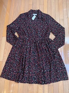 THAKOON Collective Black Floral & Berry Berries Print Shirtdress Dress ~ Size 14 - Picture 1 of 12