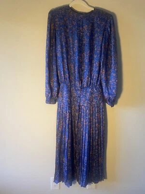 Vestido De Colección Maggy London Por Jeannine Booger 100% Seda Manga Larga Maxi Floral Talla 6 Foto 1 de 4