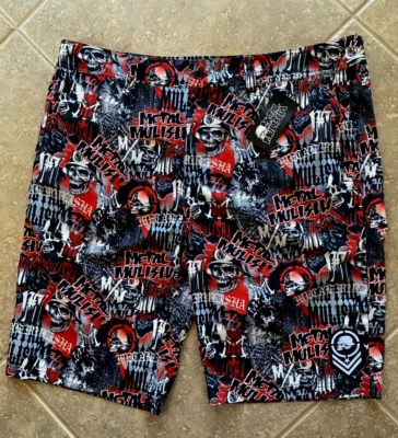 Bermuda masculina híbrida Metal Mulisha Chaos 40 gráfica padrão caveira nova com etiquetas - Imagem 1 de 4