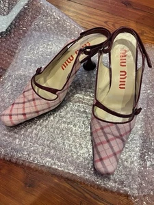 Tacchi Mary Jane vintage Miu Miu Pony Hair - rari a quadri, ottime condizioni, 37 - Foto 1 di 4