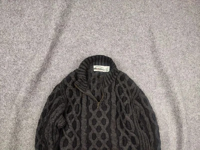 Aran Crafts merino wool Vintage Knit Cadle Zip sweater fisherman - Image 1 of 4
