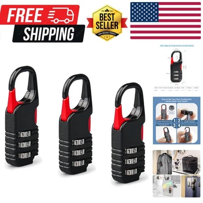 3Pcs Mini Backpack Zipper Padlock with 3 Digits Combination for Luggage Suitc... - Image 1 of 4