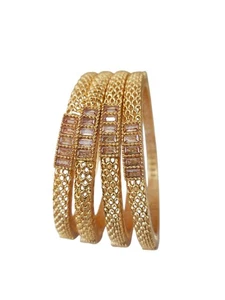 2-2 Indian Fashion Jewelry Bangle Bollywood Ethnic Gold Plated Wedding Bangles - Picture 1 of 5