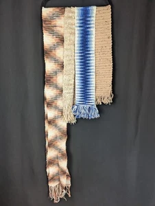 Lote de cuatro bufandas hechas a mano todo junto bronceado neutro y azul - Imagen 1 de 7