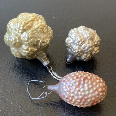 Antique Berry Cluster Christmas Ornament Set Silver Gold Bronze Nature Holiday  - Image 1 of 4