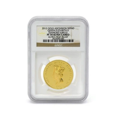 2012 Reina Isabel Ascension 1 OZ Oro Moneda NGC PF70 Muy Camafeo - Imagen 1 de 2