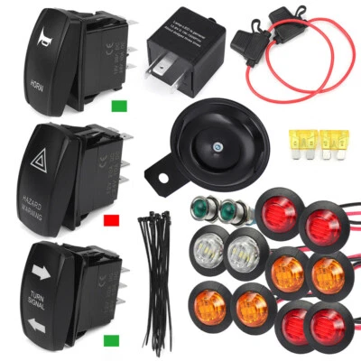 Kit de señal de giro legal para calle luz LED bocina peligro para interruptor basculante SXS UTV ATV Foto 1 de 4