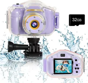 Kids Waterproof Digital Camera Video Underwater Action Sports HD w 32GB Card Pur - Picture 1 of 6