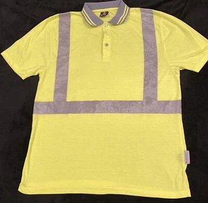 Security Polo Shirt Neon Green With Reflective Pattern. Pre Owned Size Medium - Picture 1 of 12