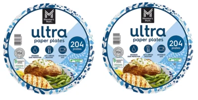 2 pack Member's Mark Ultra Dinner Paper Plates, 10", 204 ct. FREE shipping - Image 1 of 2