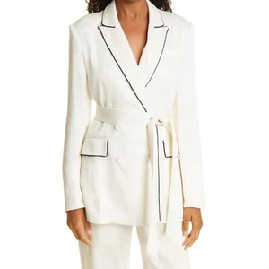 Veronica Beard Eiza Satin Jacket Winter White Silky Blazer New Womens Size 2 - Picture 1 of 12