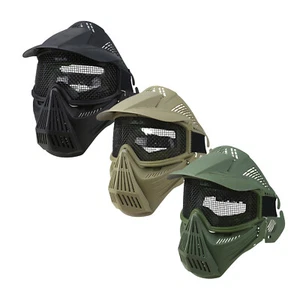 TACTICAL AIRSOFT FULL FACE MESH MASK HELMET STEEL GRID PAINTBALL PROTECTION - Picture 1 of 13