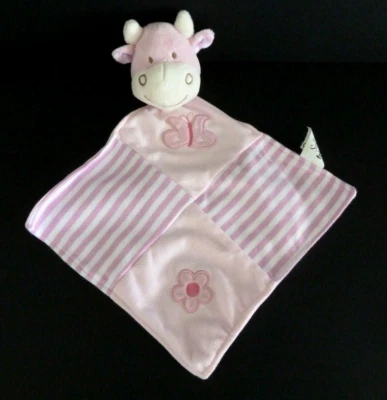 *. DOUDOU PLAT LGRI SOFT FRIENDS VACHE ROSE BLANC PAPILLON FLEUR RAYURE TTBE - Photo 1/3